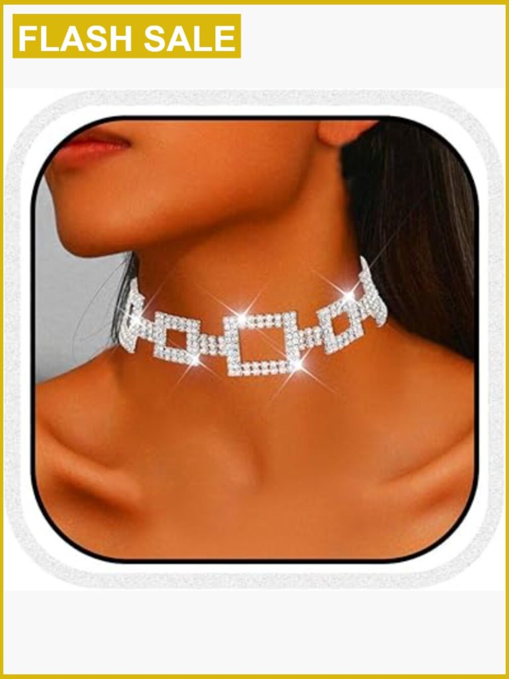 Rhinestone Choker Necklace - Sparkly Prom Chain Jewelry for Women